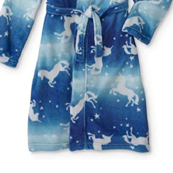 Joe Boxer Girls' Blue Unicorn Plush Fleece Robe - XS, New - Picture 5 of 5